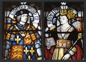 RIII and Queen Anne Neville - Stained glass window at Cardiff Castle (Source: Geoff Wheeler, Richard III Society)