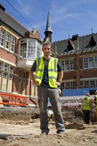 Peter Warzynski, Leicester Mercury - at the digging site where King Richard III was found. 7/2013 (Source: Peter Warzynski)