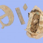 Copper alloy letters found on the site, perhaps from tomb inscriptions (Credit - University of Leicester)
